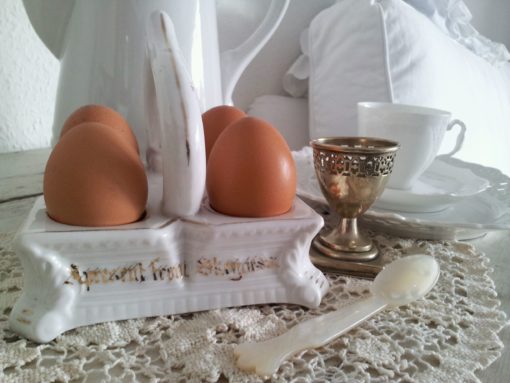 alter Eierträger, Eiermenage, alter Eierbecher, Porzellan, viktorianisch, Shabby Style-288