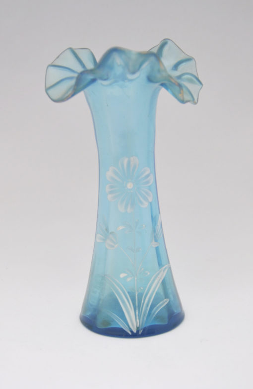 alte Vase, Schneemalerei, türkises Glas -0