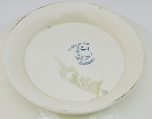Alte Terrine, Keramik, Terre de fer, Barbeaux, weiß-blauer Dekor-510