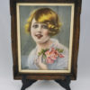 Altes Bild, Mädchen Porträt, Druck mit Holzrahmen, wohl 20er Jahre -0