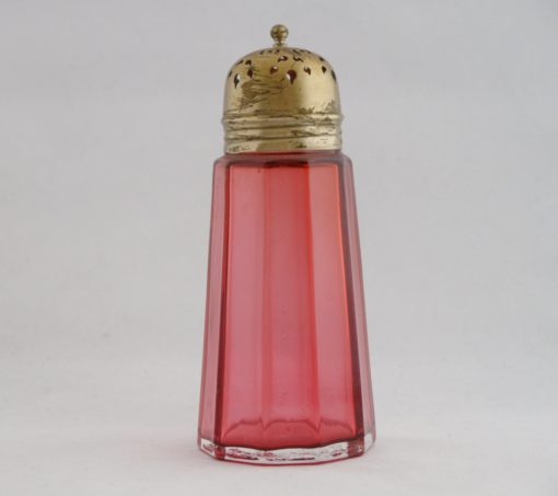 Alter Zuckerstreuer, Streuer cranberry glass, um 1900-0