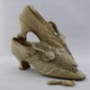 Alte antike viktorianische Schuhe, grau-grün, perlenbestickt -0