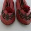 Antike Kinder Schuhe, rotes Leder, Pailetten -1114