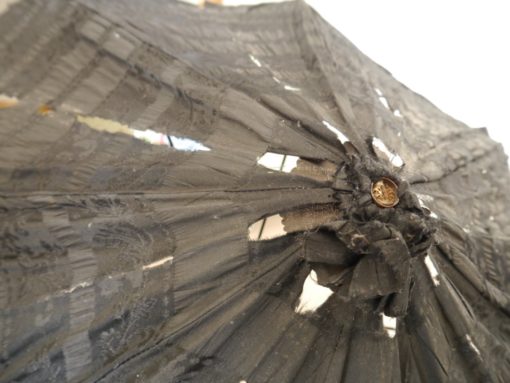 Antiker Flanierschirm, antiker Sonnenschirm, schwarz-1555