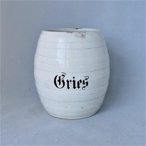 antiker Keramikpot mit Aufschrift Gries