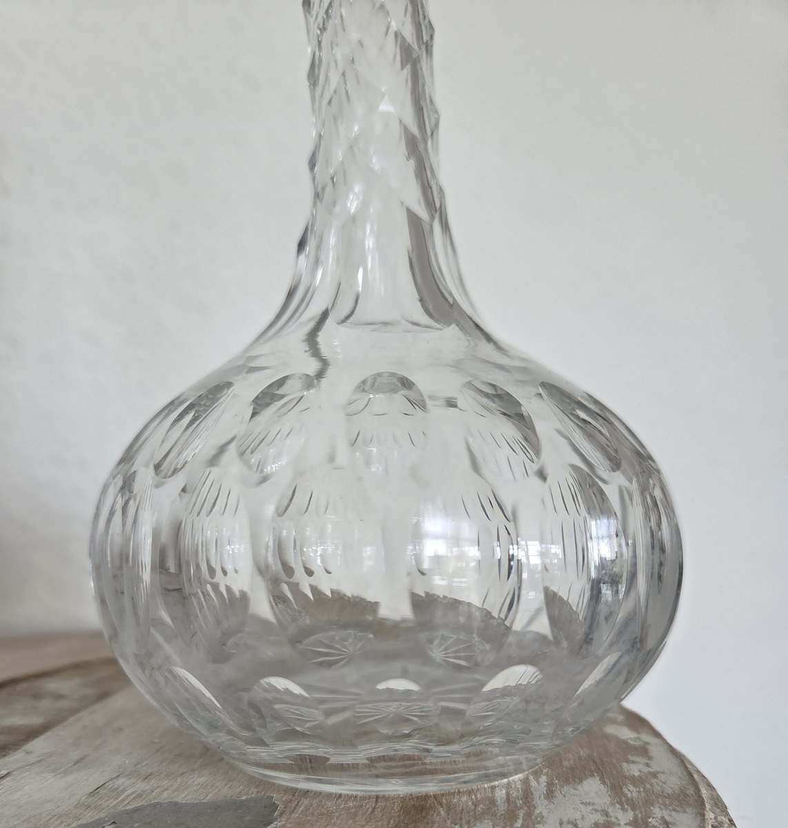 antike Likör Karaffe Bauch mit Olivenschliff